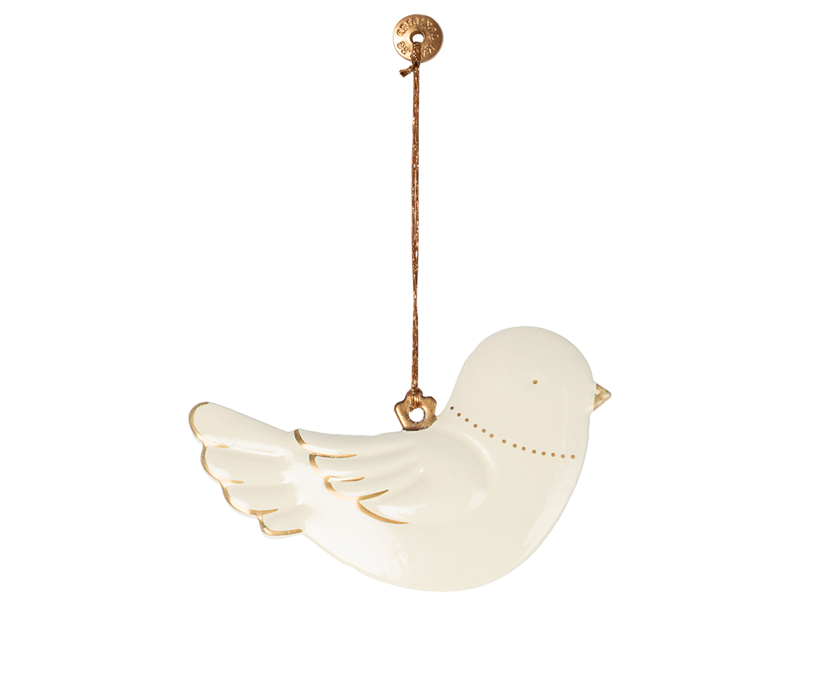 Maileg - Metalen Ornament Vogel - Off White/Goud