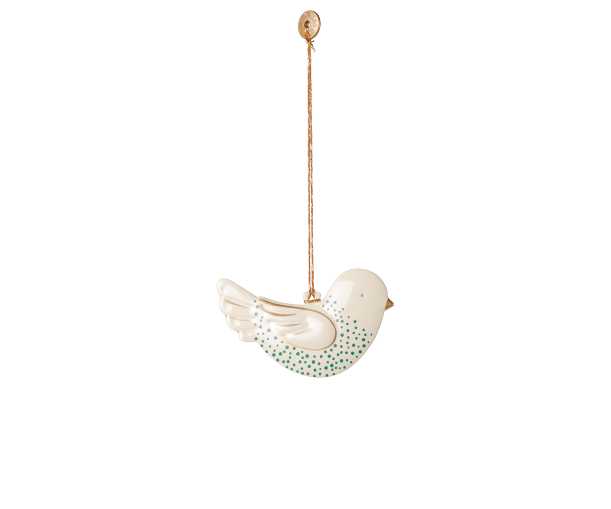 Maileg - Metalen Ornament Vogel - Groen met Stippen