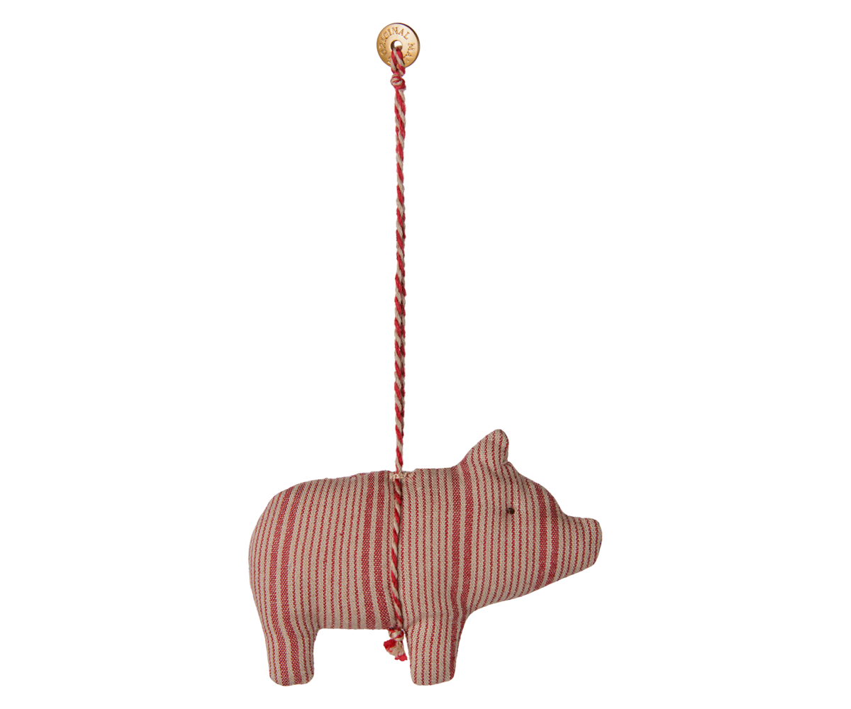 Maileg - Stoffen Ornament Varken - Streep - Rood/Zand