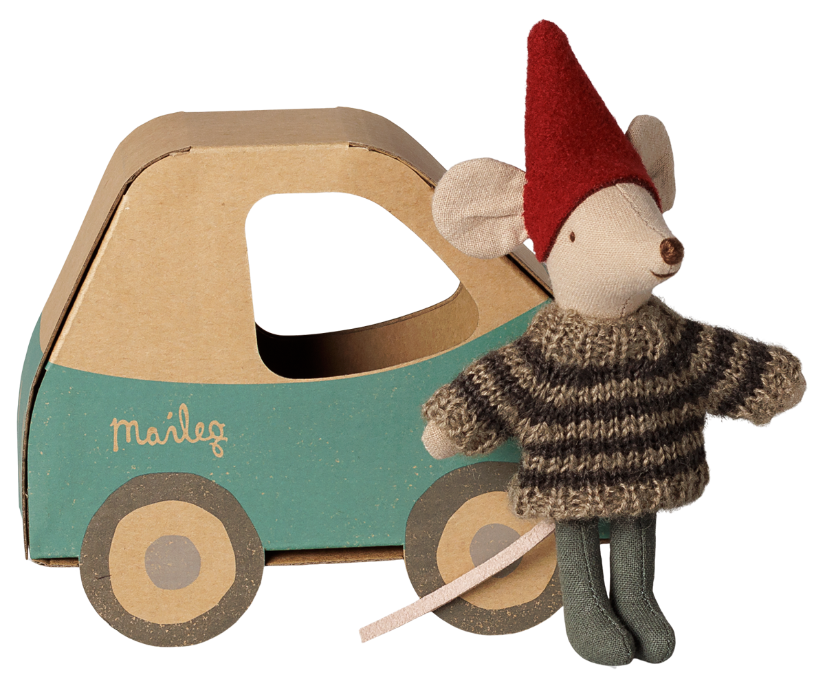 Maileg - Kerstmuis Kleine Broer in Autodoos