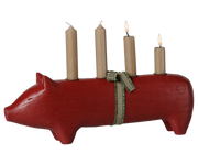 Maileg - Houten Kandelaar Varken Adventskalender Groot - Rood