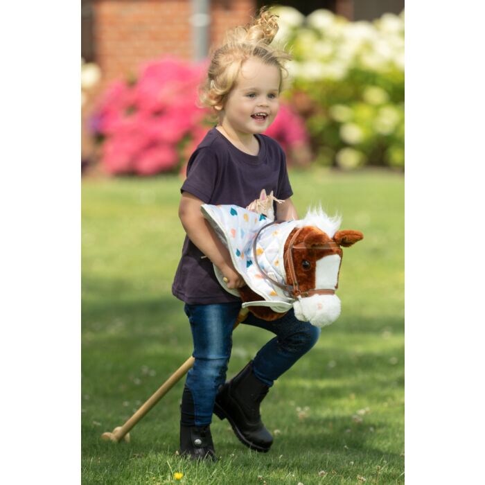 HKM - Deken voor stokpaard hobby horse - wit met hartjes
