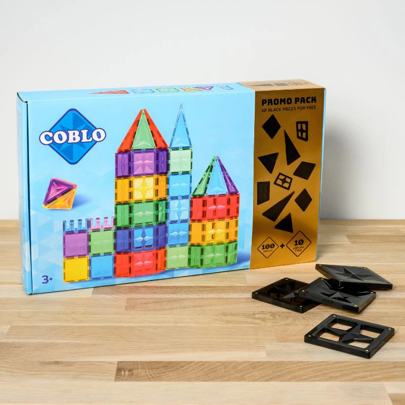 Coblo PROMO 10 gratis zwarte tegels - 100 stuks - Magnetisch constructiespeelgoed