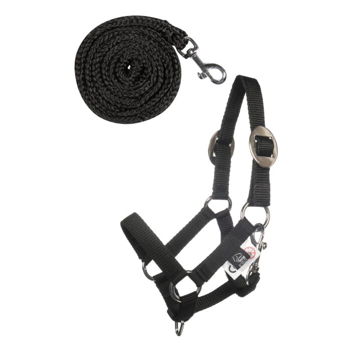 HKM - Halster en halstertouw voor stokpaard hobby horse - zwart