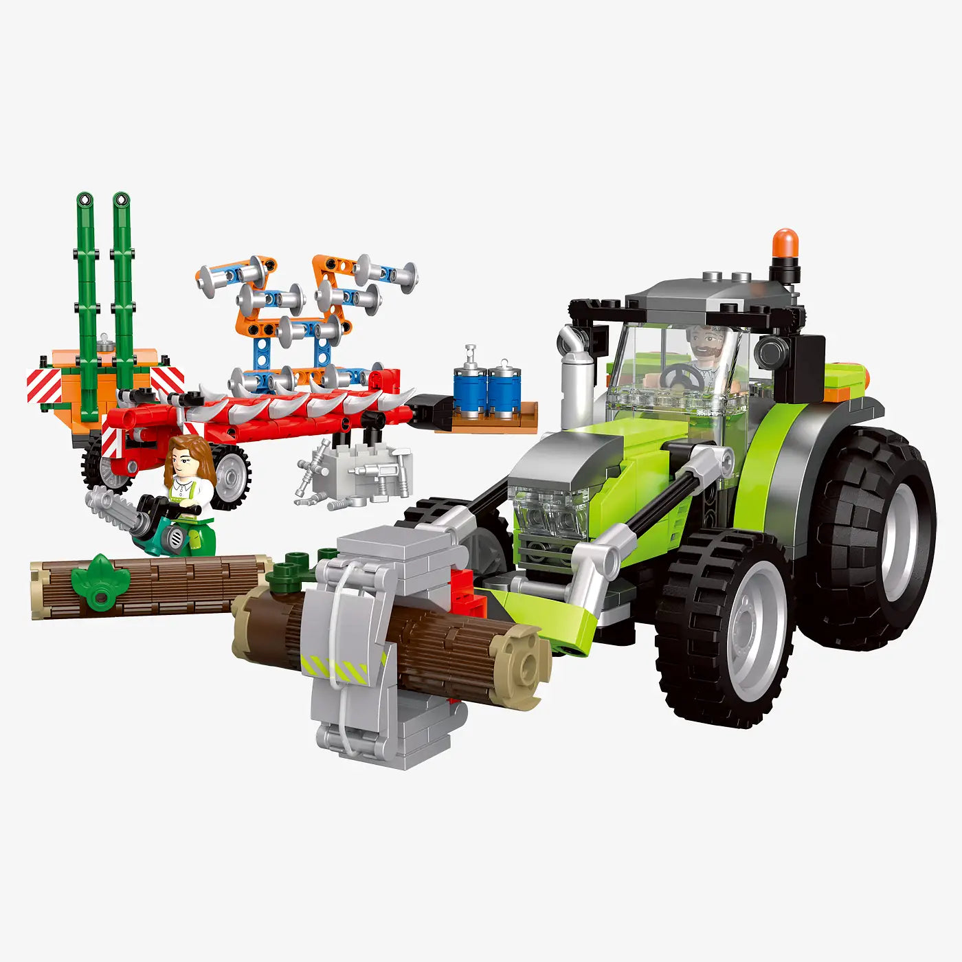 BlueBrixx - Grote Tractor met gereedschap (692 bouwstenen) 6+ jaar - bouwset