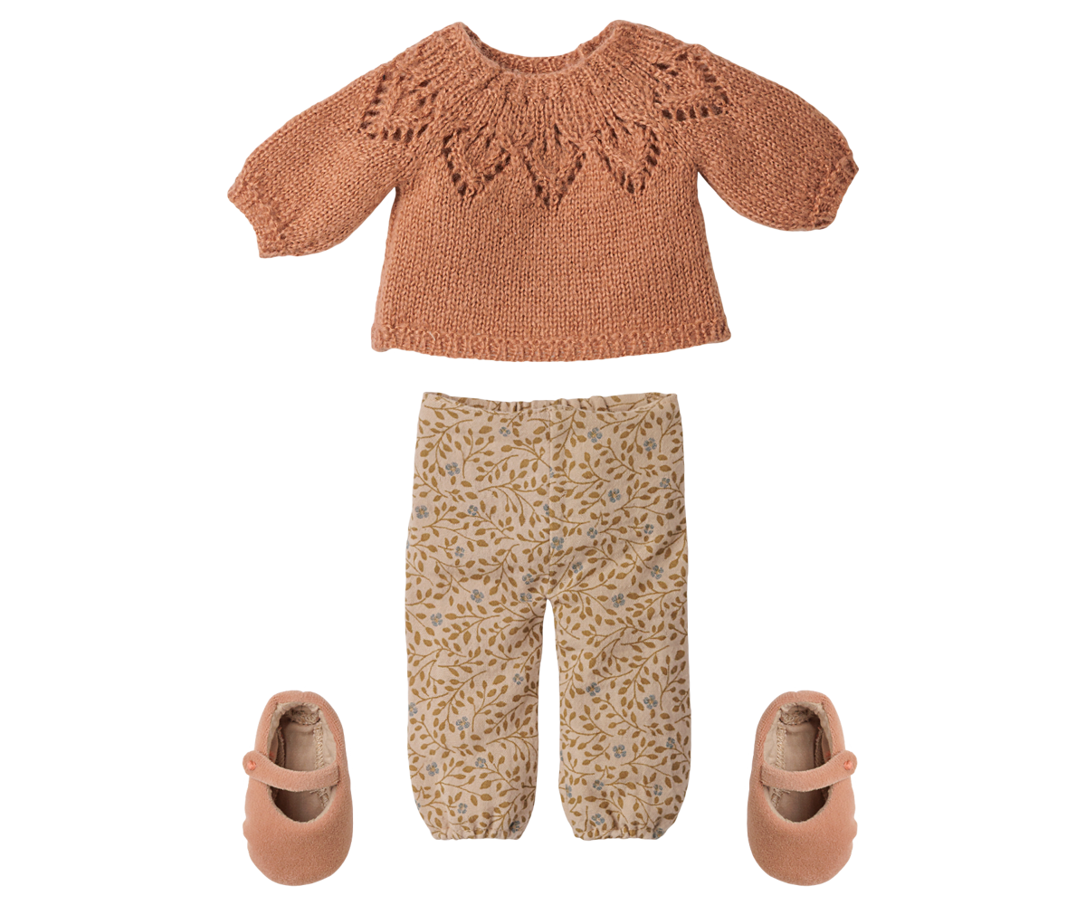 Maileg - Broek en Gebreide Trui Maat 3 - Vintage Powder