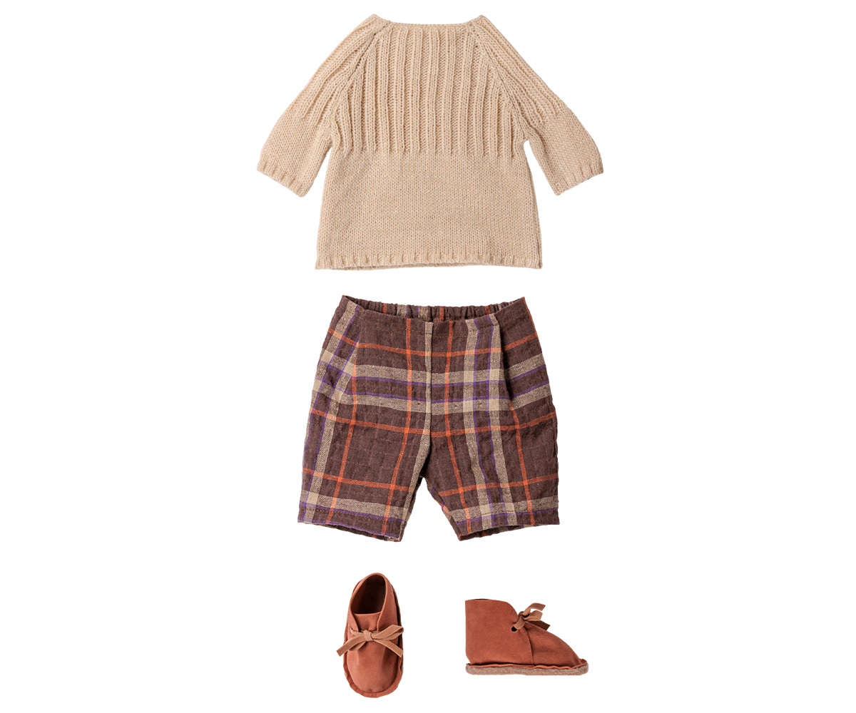 Maileg - Broek en Gebreid Truitje, Size 4 - Ecru