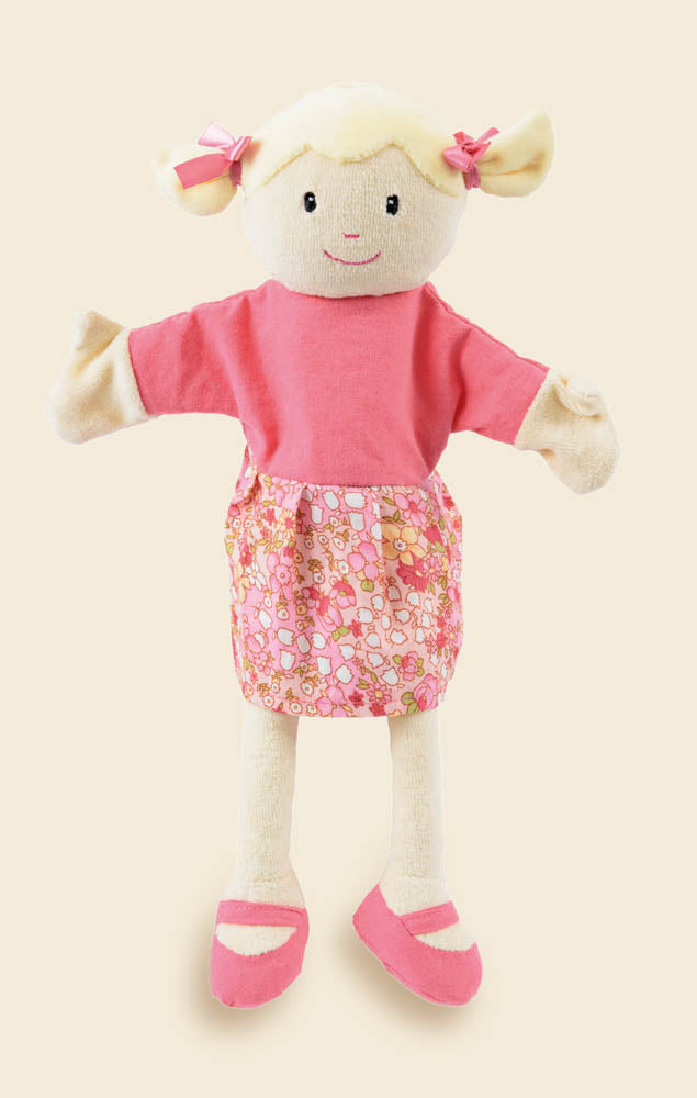 Egmont Toys - Handpop Sophie met vlechtjes en gebloemde jurk