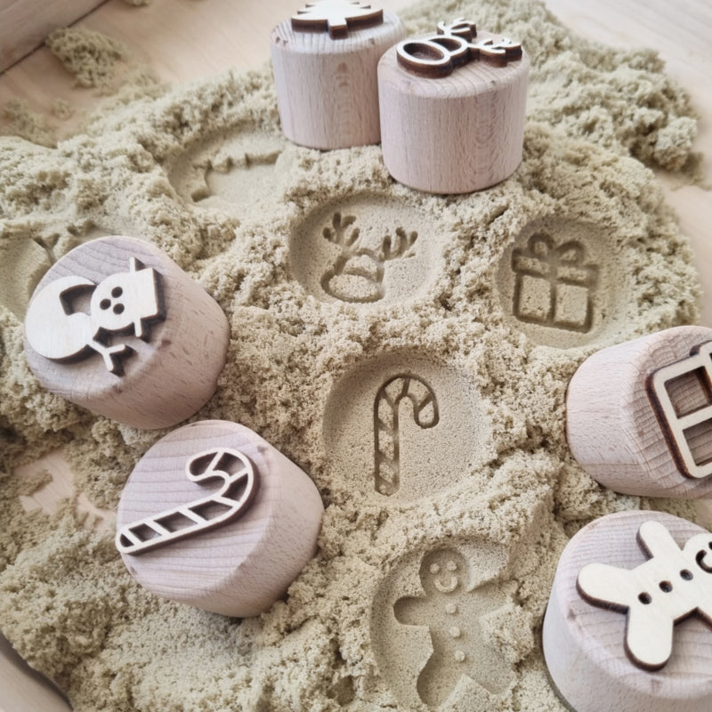 Kiddi - Houten stempelset Kerst met 6 figuren