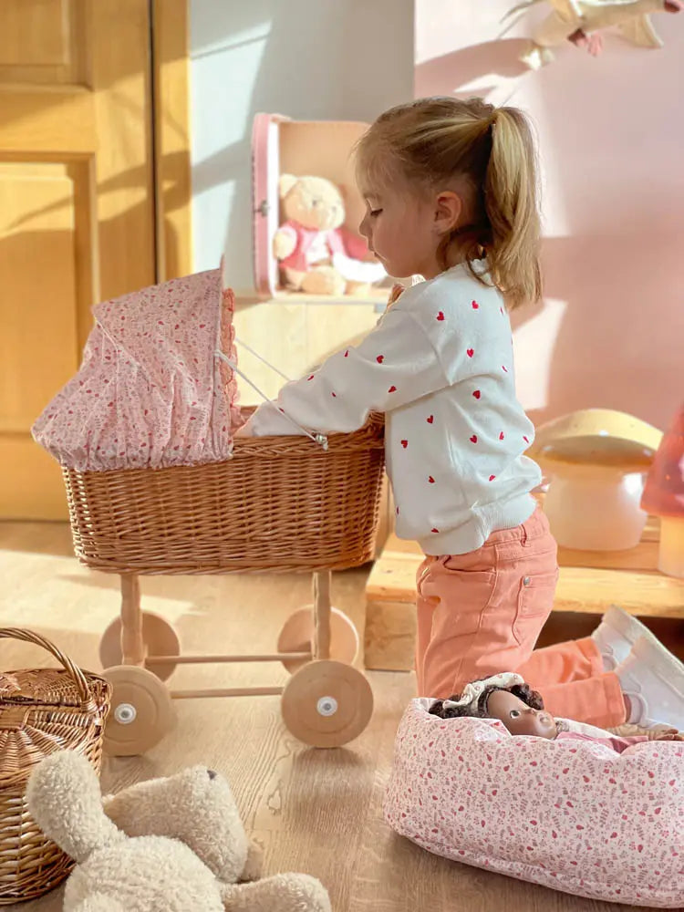 Egmont Toys - Rieten poppenwagen lieveheersbeestje