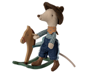 Maileg - Cowboy muis op hobbelpaard (kleine broer)