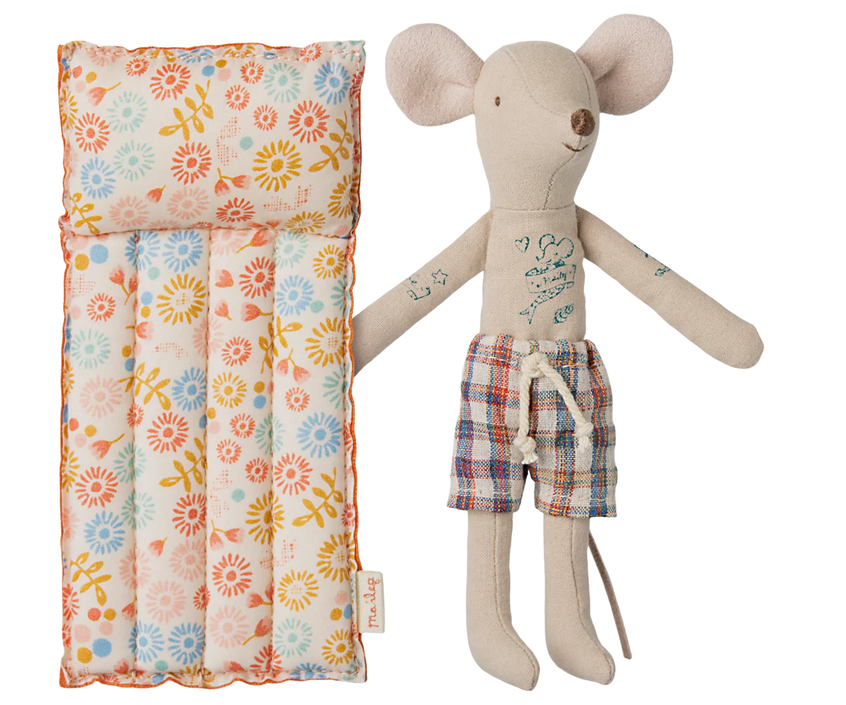 Maileg - Strandmuis met luchtbed (vader muis)