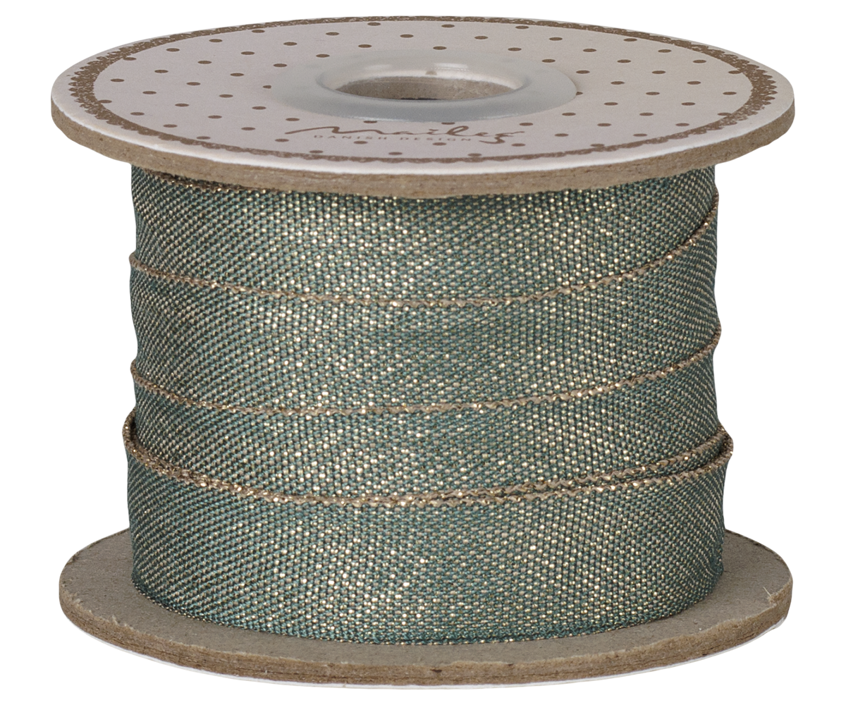 Maileg - Lint, B: 13 mm x L: 10 m - Groen/Goud
