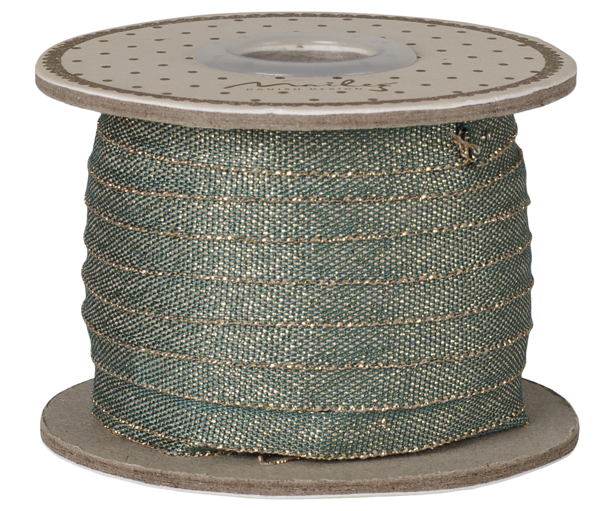 Maileg - Lint, B: 6 mm x L: 25 m - Groen/Goud