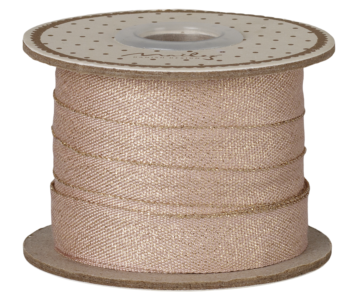 Maileg - Lint, B: 13 mm x L: 10 m - Lichtroze/Goud