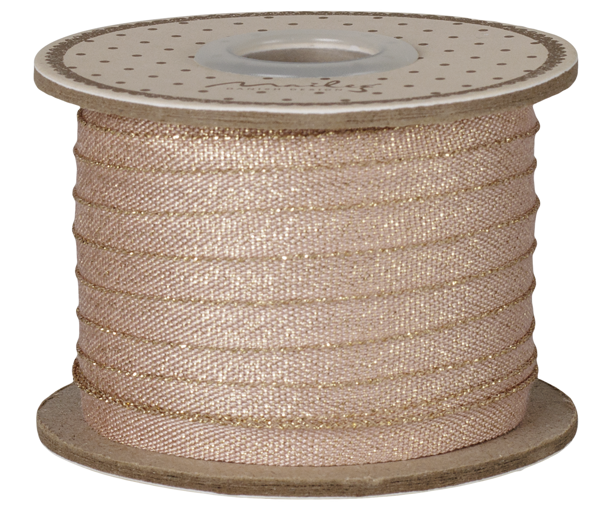 Maileg - Lint, B: 6 mm x L: 25 m - Lichtroze/Goud