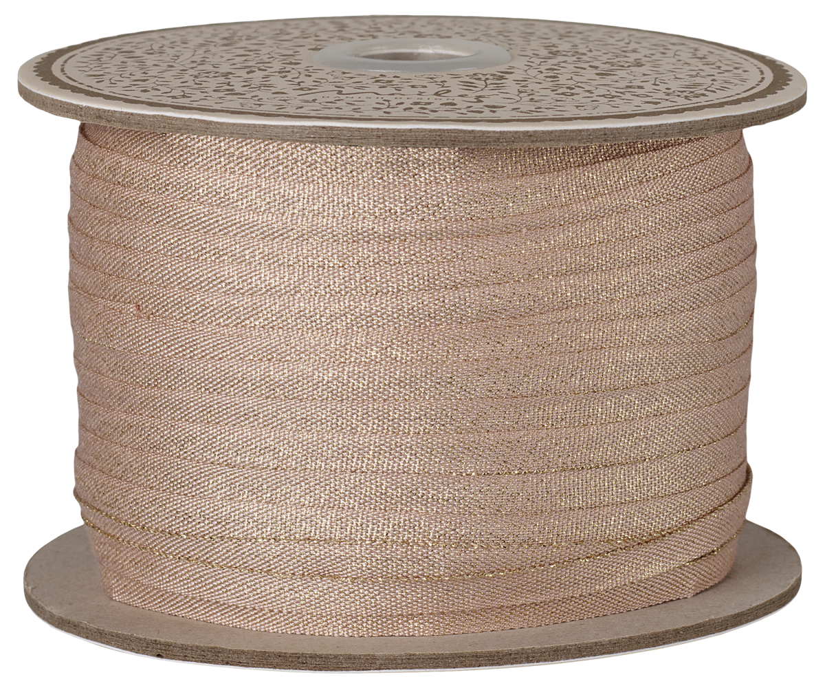 Maileg - Lint, B: 6 mm x L: 200 m - Lichtroze/Goud