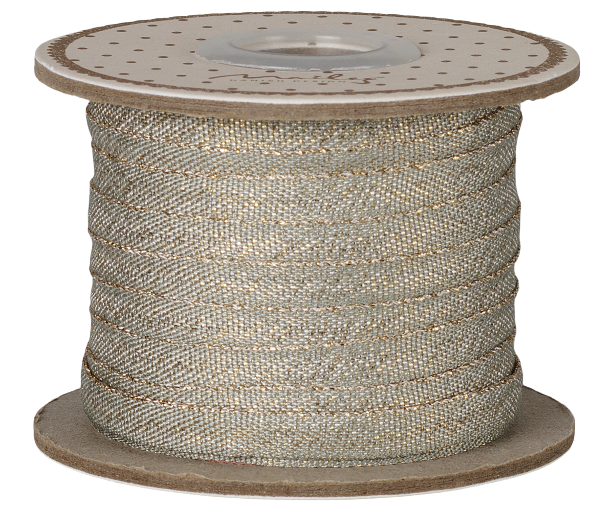 Maileg - Lint, B: 6 mm x L: 25 m - Mint/Goud