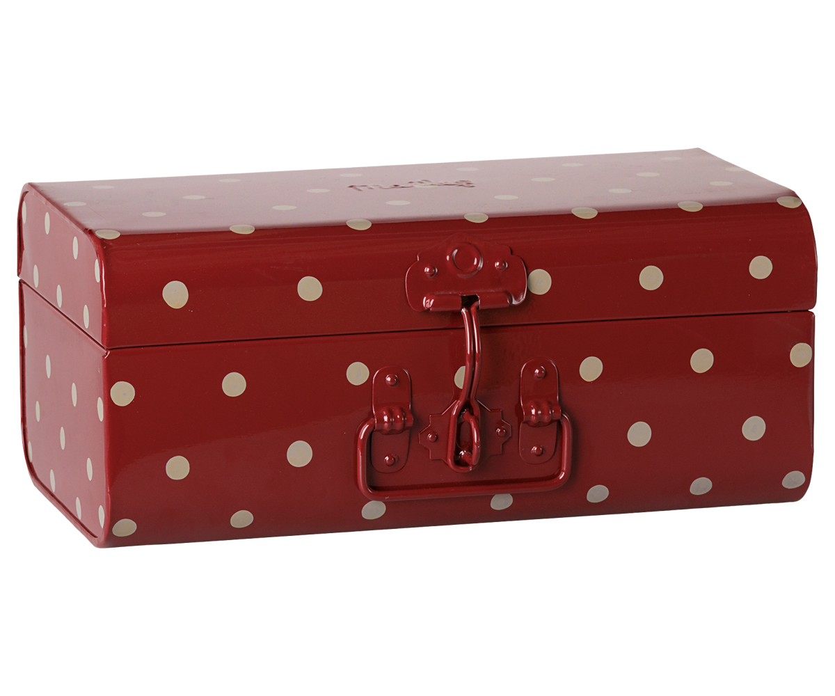 Maileg - Opbergkoffertje Klein - Donkerrood met bakje