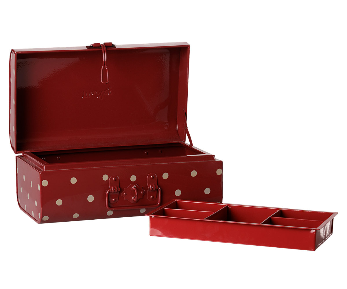 Maileg - Opbergkoffertje Klein - Donkerrood met bakje