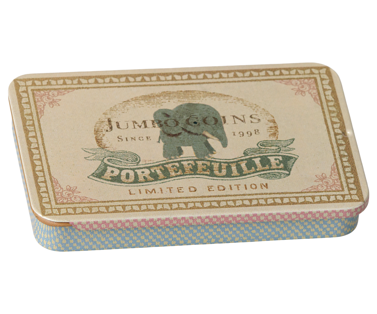 Maileg - Metalen Doosje met Schuifdeksel - Jumbo Munten - Blauw
