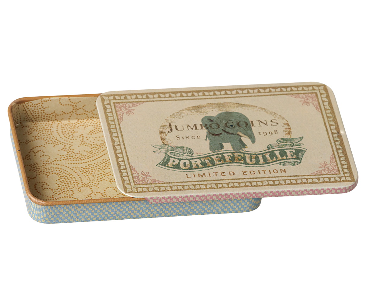 Maileg - Metalen Doosje met Schuifdeksel - Jumbo Munten - Blauw