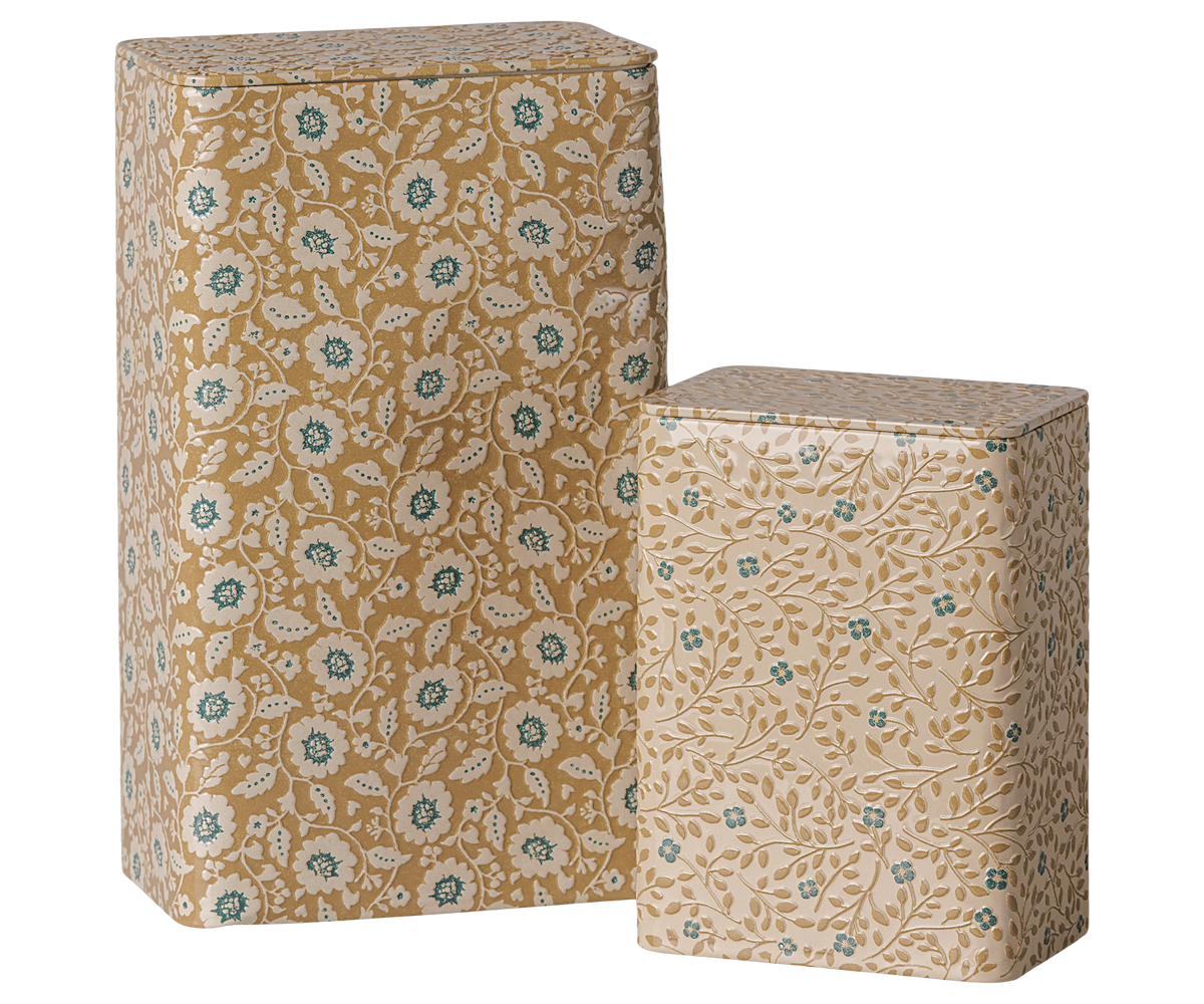 Maileg - Metalen Boxenset Bloemen - Oker/Blauw - 2 stuks
