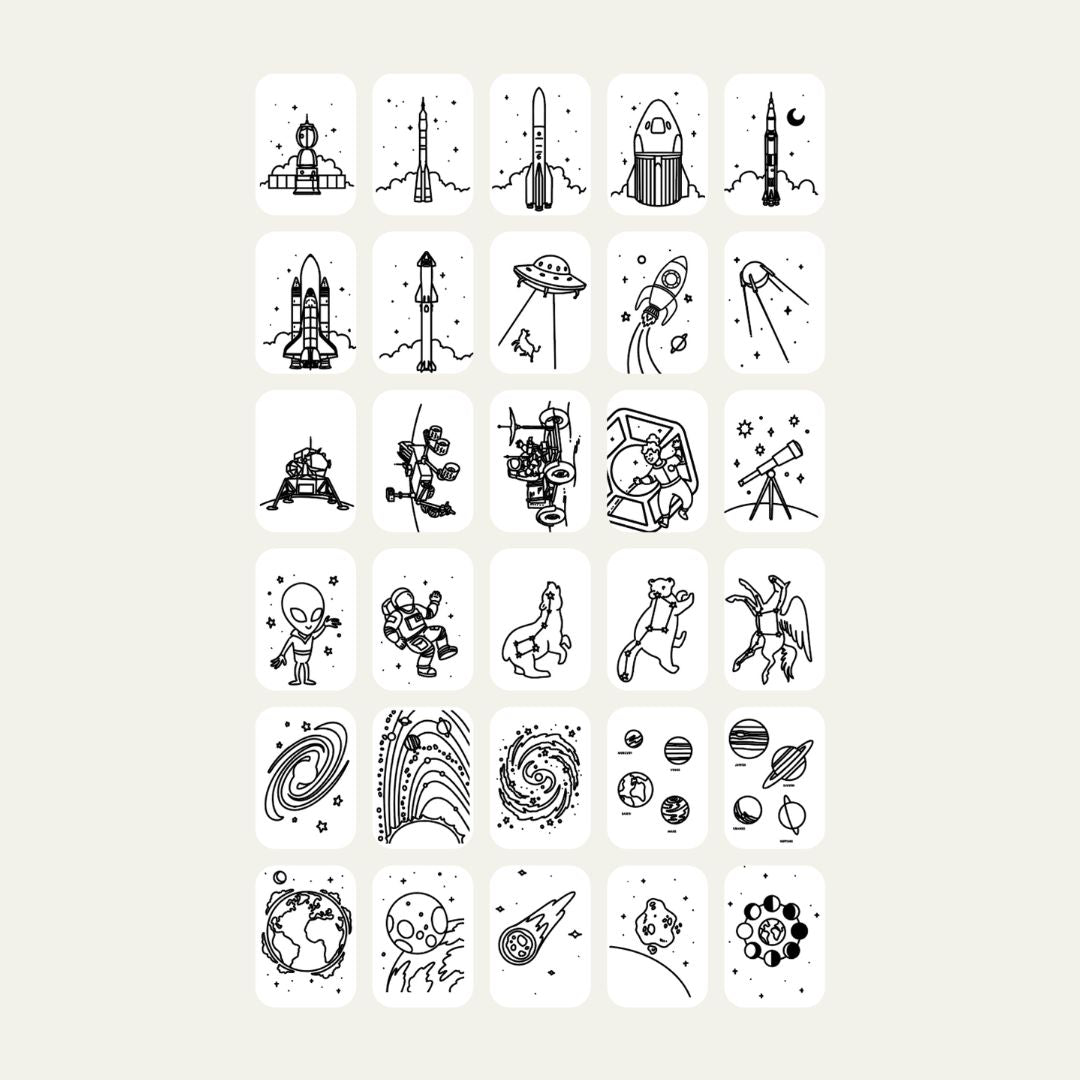 Kidywolf - Kidydraw-mini refill navulling - 60 kaarten dinosaurs and galaxy