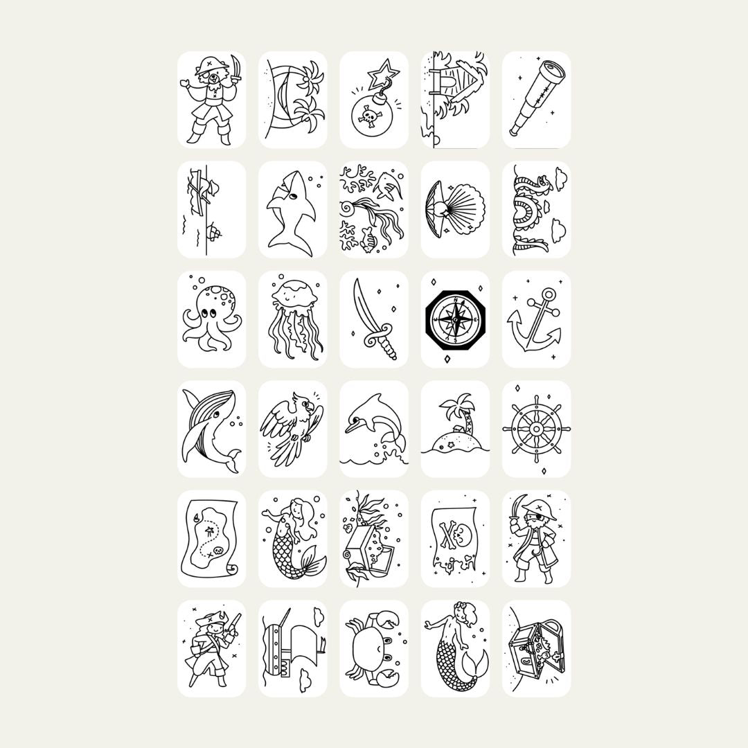 Kidywolf - Kidydraw-mini refill navulling - 60 kaarten animals around the world & oceans and pirates