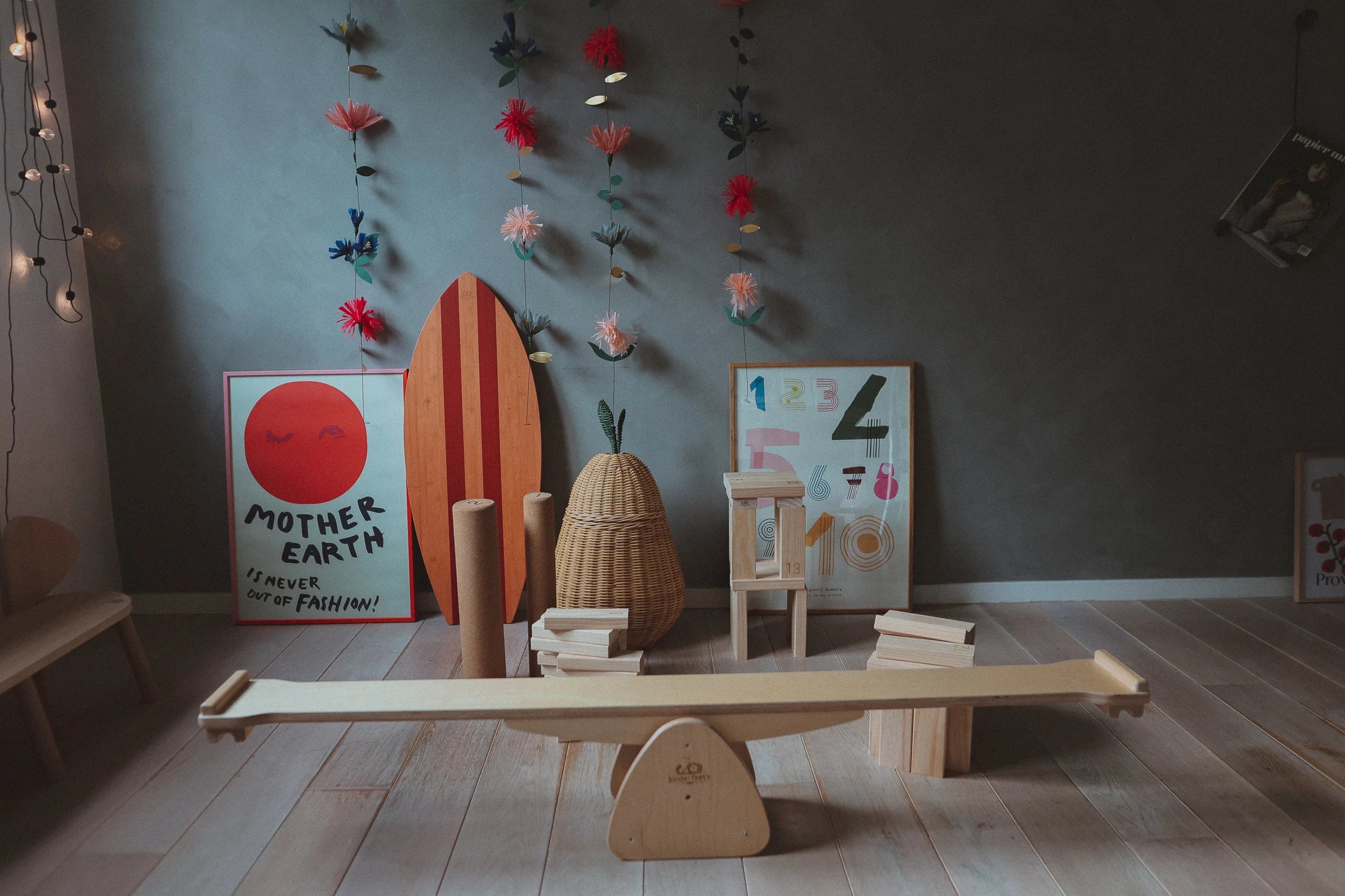 Kinderfeets - Balansbalk en wipwap van hout