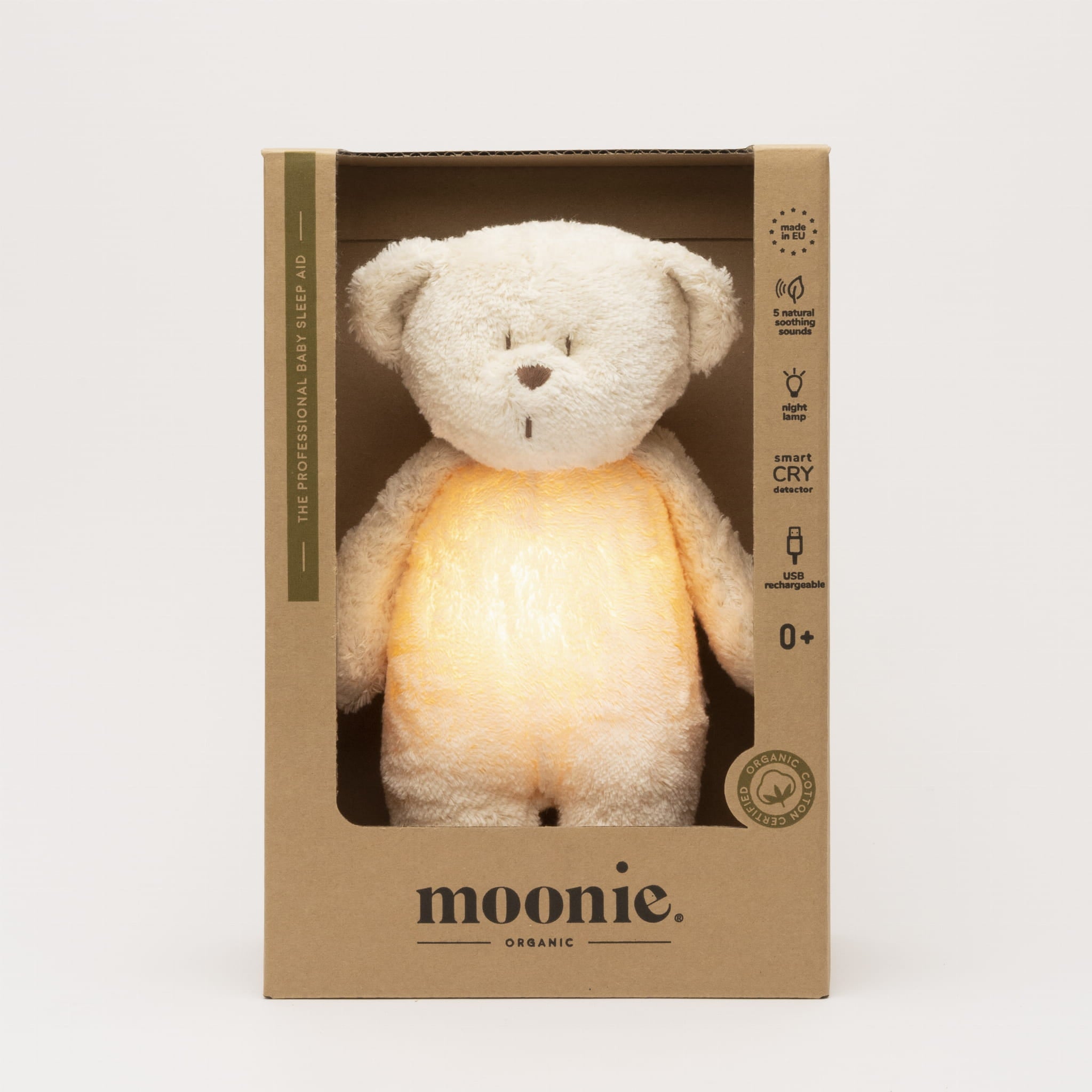 Moonie - Slaapknuffel The Humming Bear 2.0 - Polar Natur White Noise
