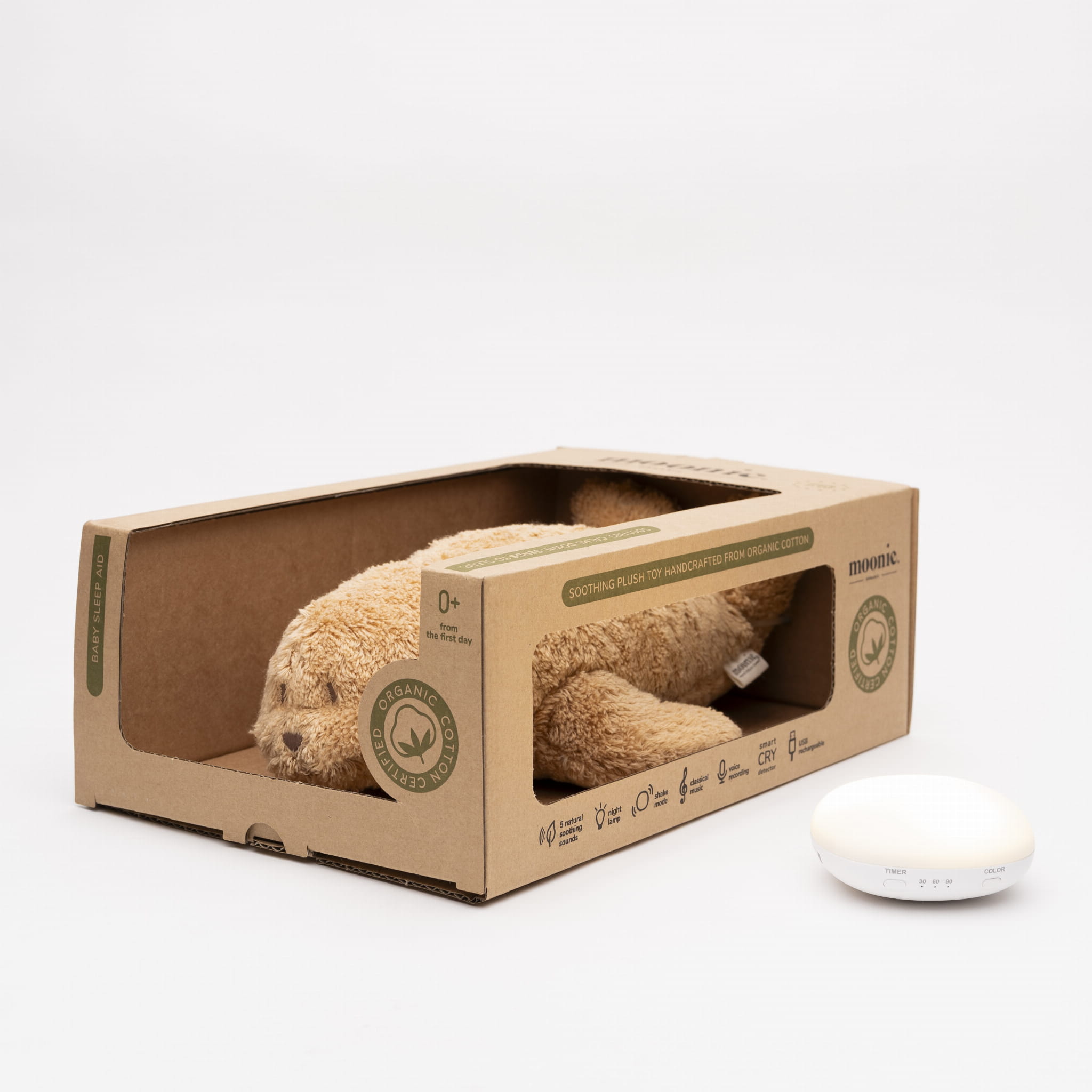 Moonie Zeehond Knuffel met Nachtlampje Cappuccino
