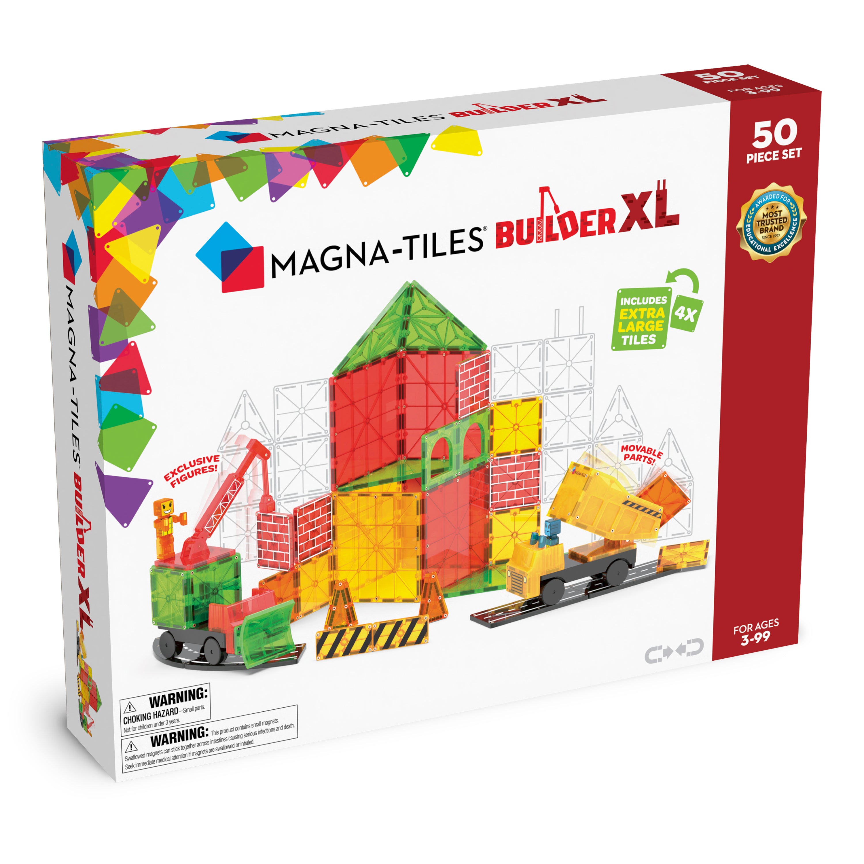 MAGNA-TILES® 50 Builder XL set met 6 microMAGS