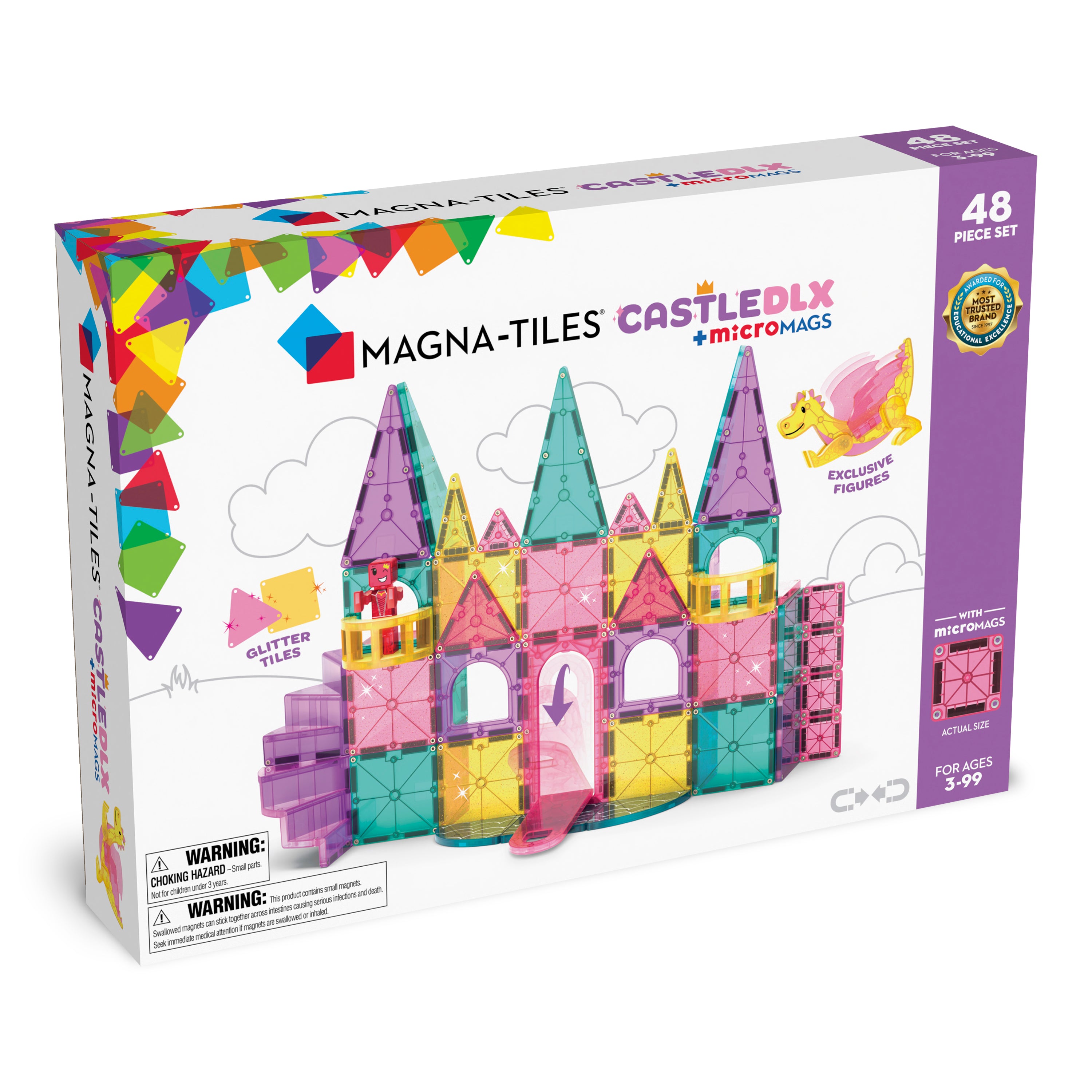 MAGNA-TILES® 48 Castle Deluxe DLX Kasteel set met 8 microMAGS