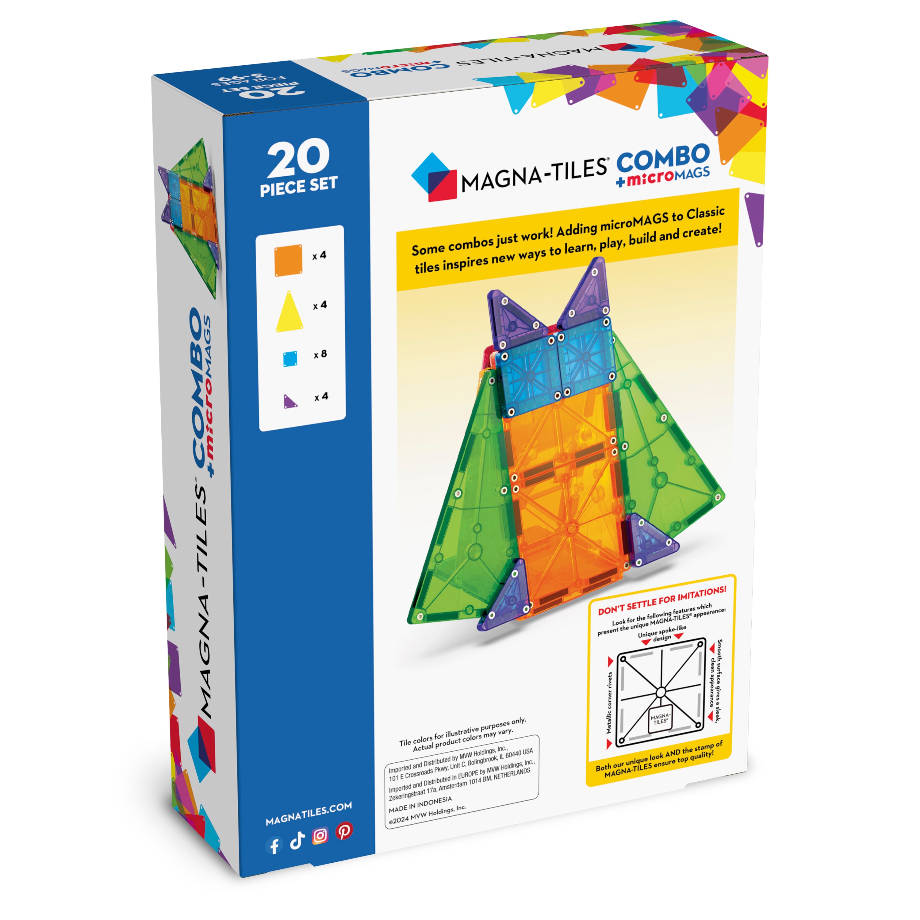 MAGNA-TILES® 20 COMBOset met 12 microMAGS