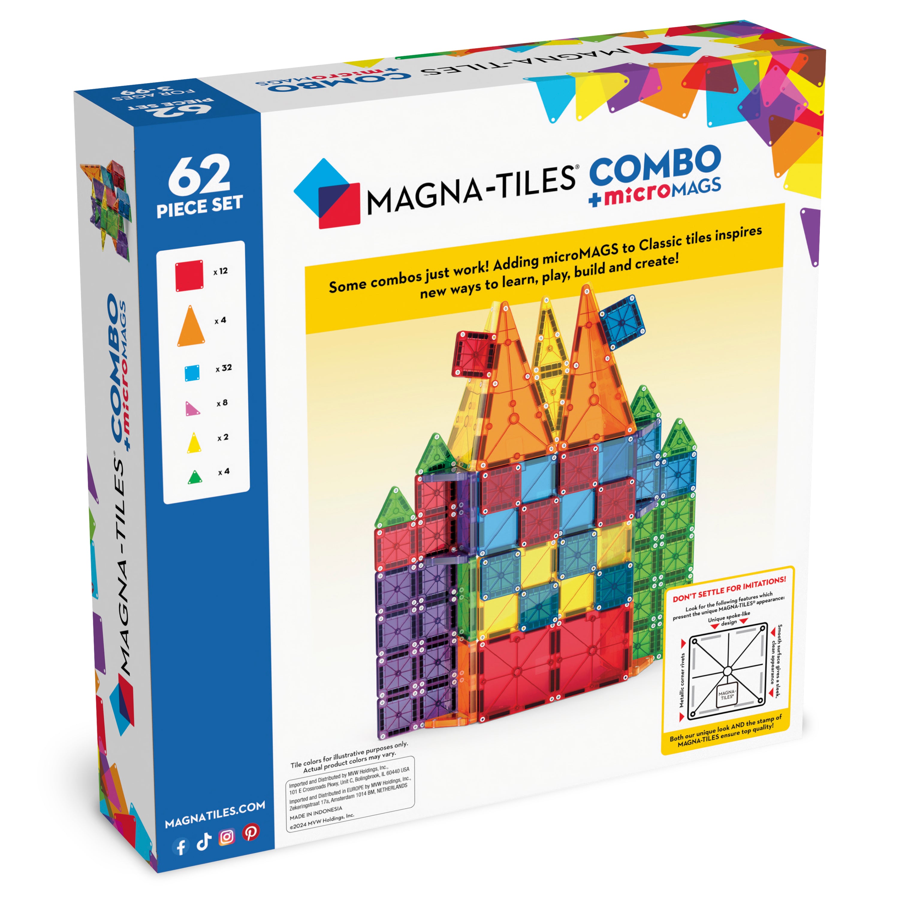 MAGNA-TILES® 62 COMBOset met 46 microMAGS