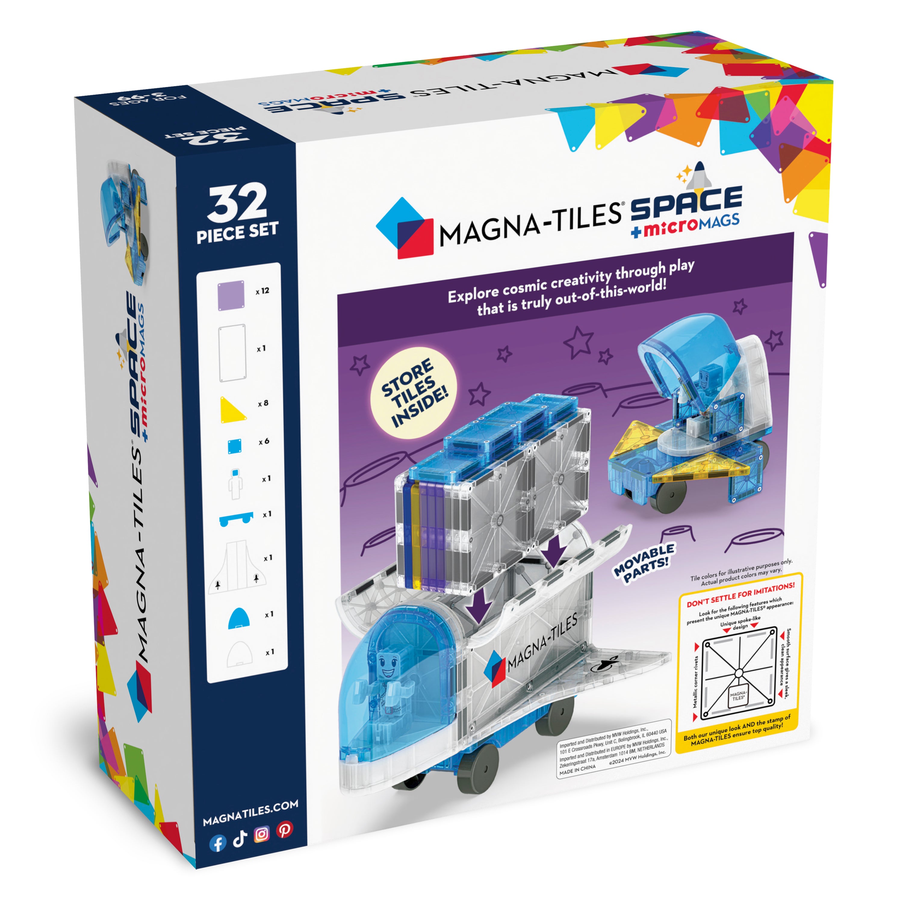 MAGNA-TILES® 32 Space Ruimte set met microMAGS