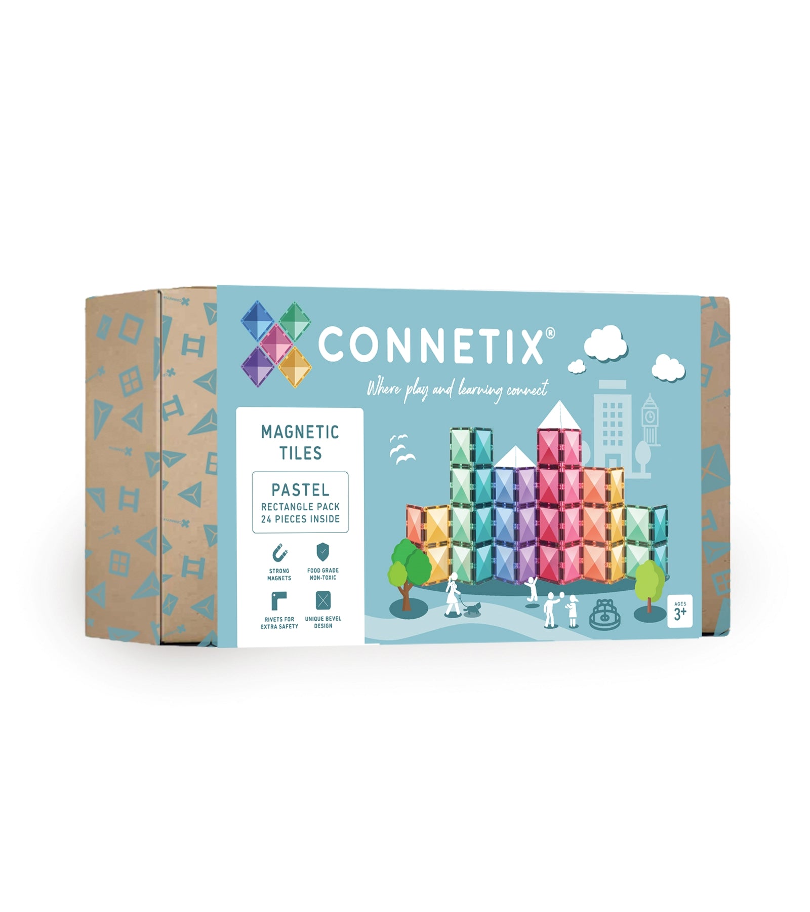 CONNETIX - Pastel Rectangle Pack 24 stuks - magnetisch constructiespeelgoed