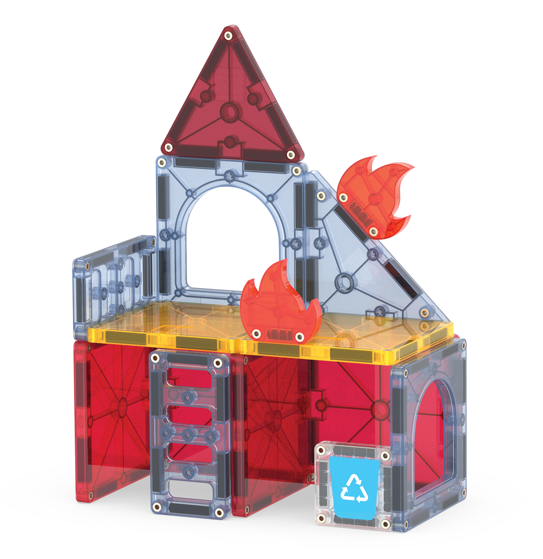 MAGNA-TILES® Fire Station met microMAGS (27 stuks)