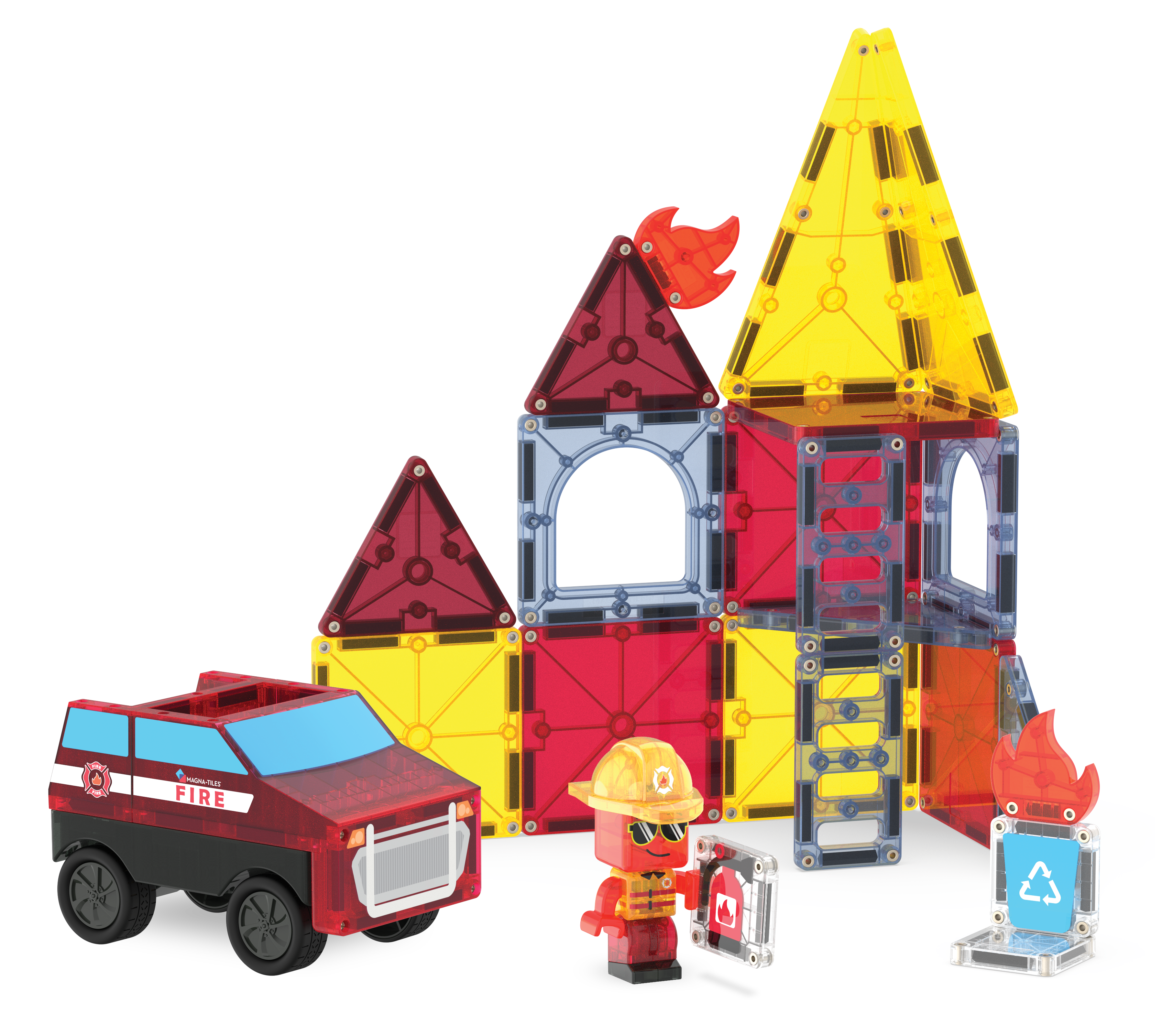 MAGNA-TILES® Fire Station met microMAGS (27 stuks)