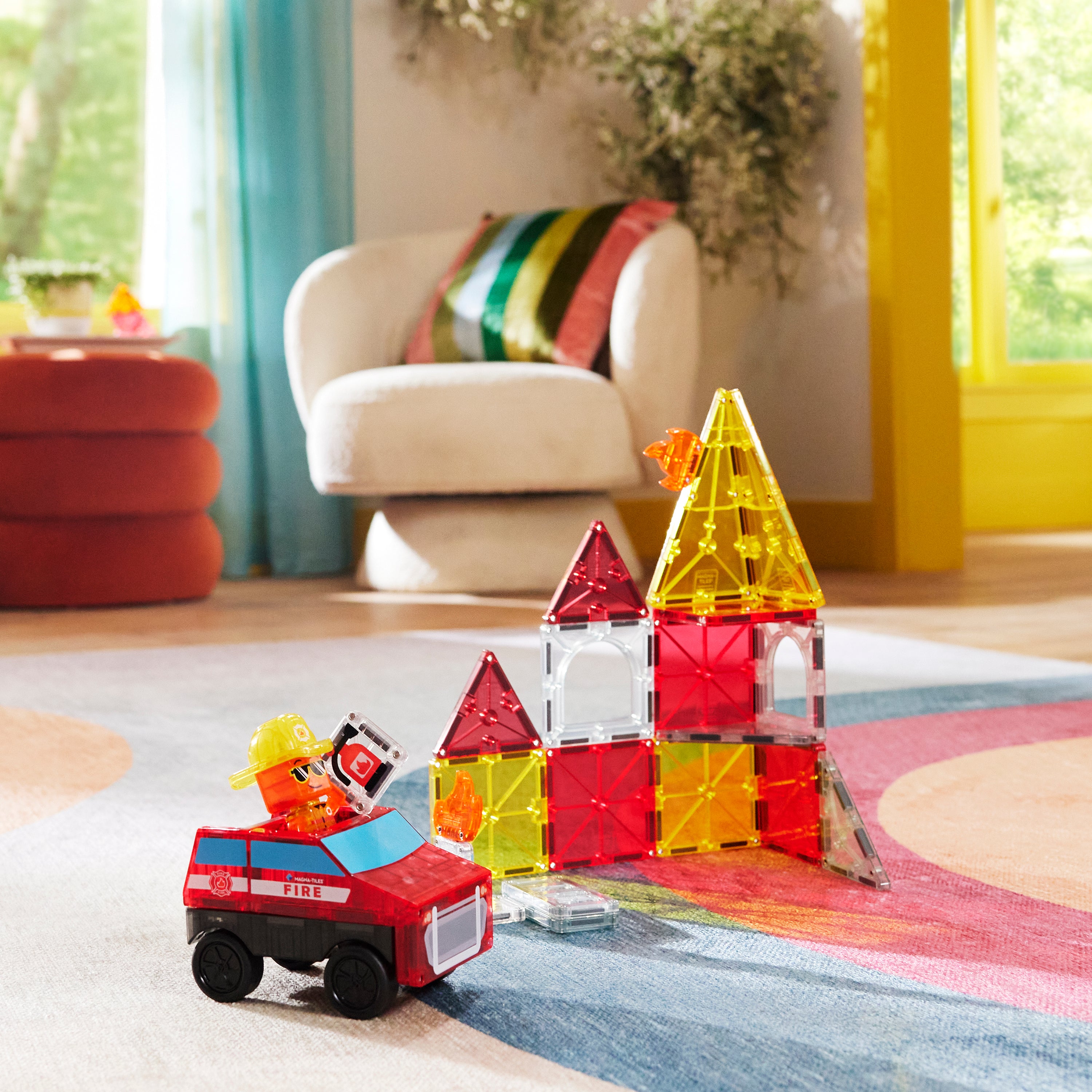 MAGNA-TILES® Fire Station met microMAGS (27 stuks)