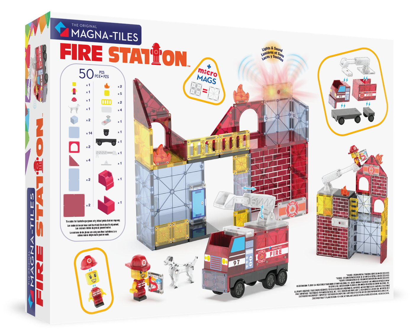 MAGNA-TILES® Fire Station met microMAGS (50 stuks)