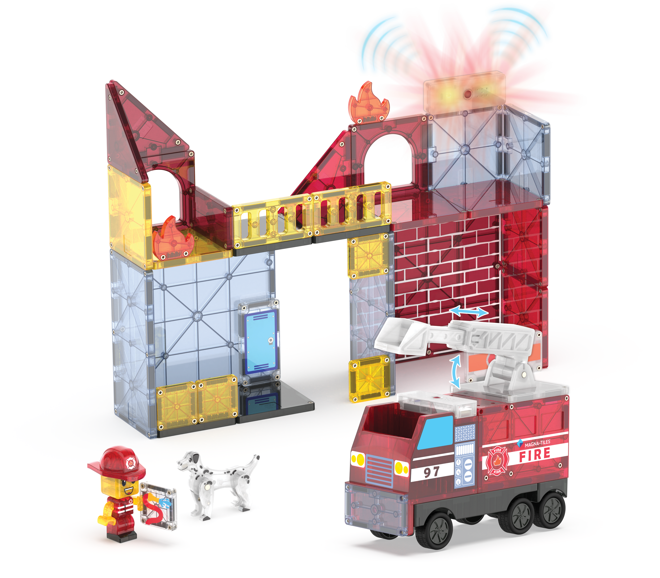 MAGNA-TILES® Fire Station met microMAGS (50 stuks)