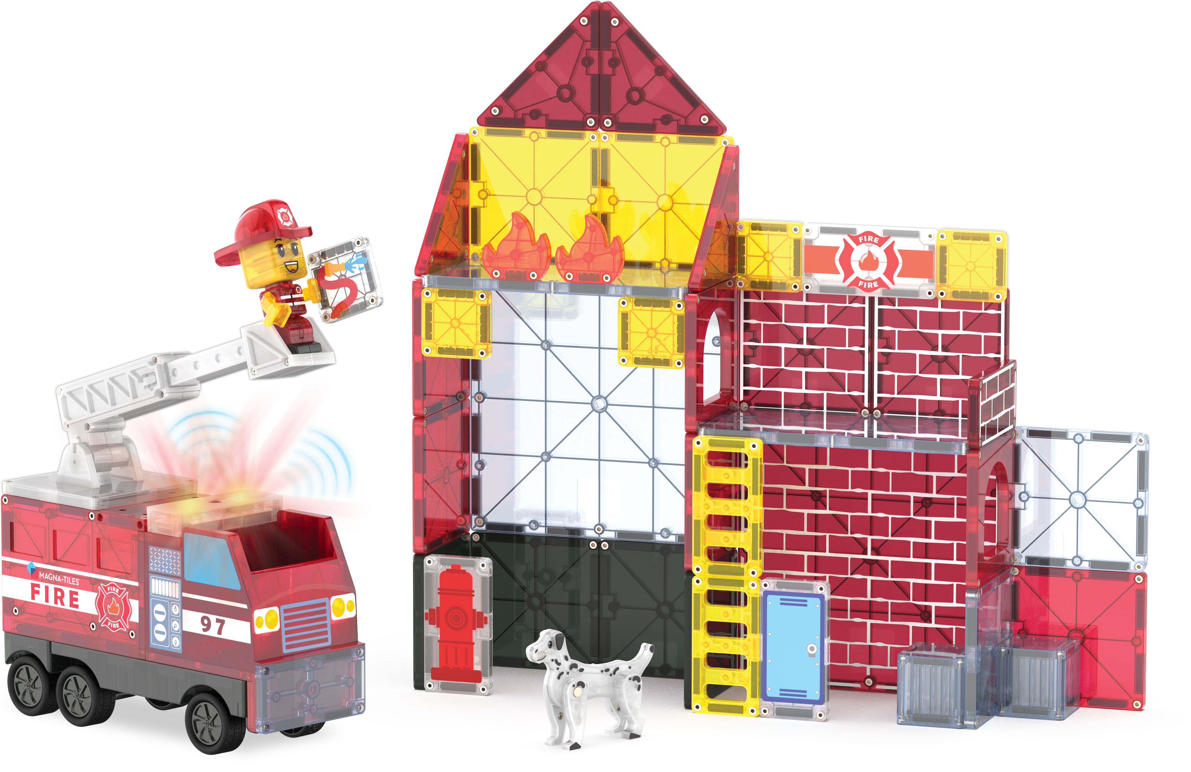 MAGNA-TILES® Fire Station met microMAGS (50 stuks)