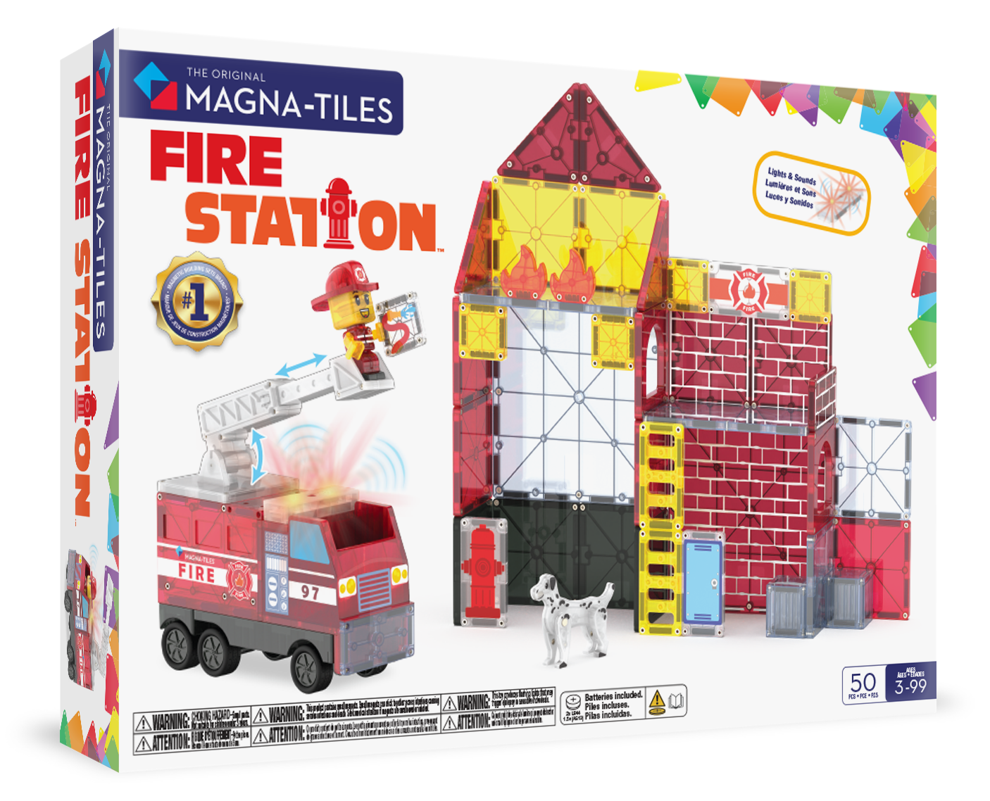 MAGNA-TILES® Fire Station met microMAGS (50 stuks)
