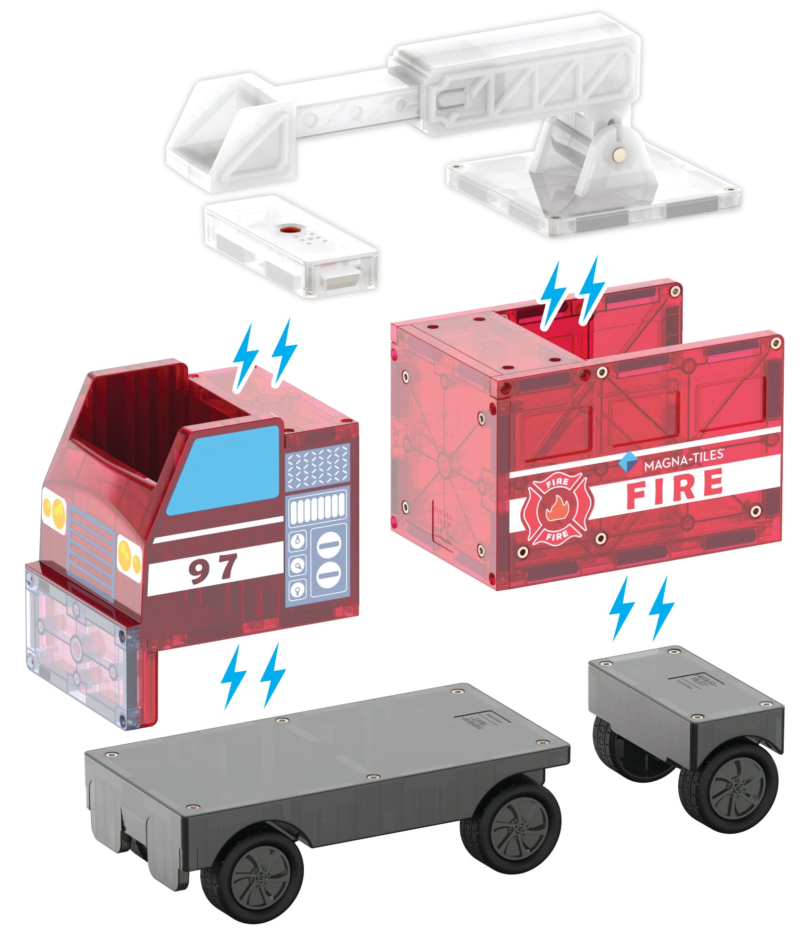 MAGNA-TILES® Fire Station met microMAGS (50 stuks)