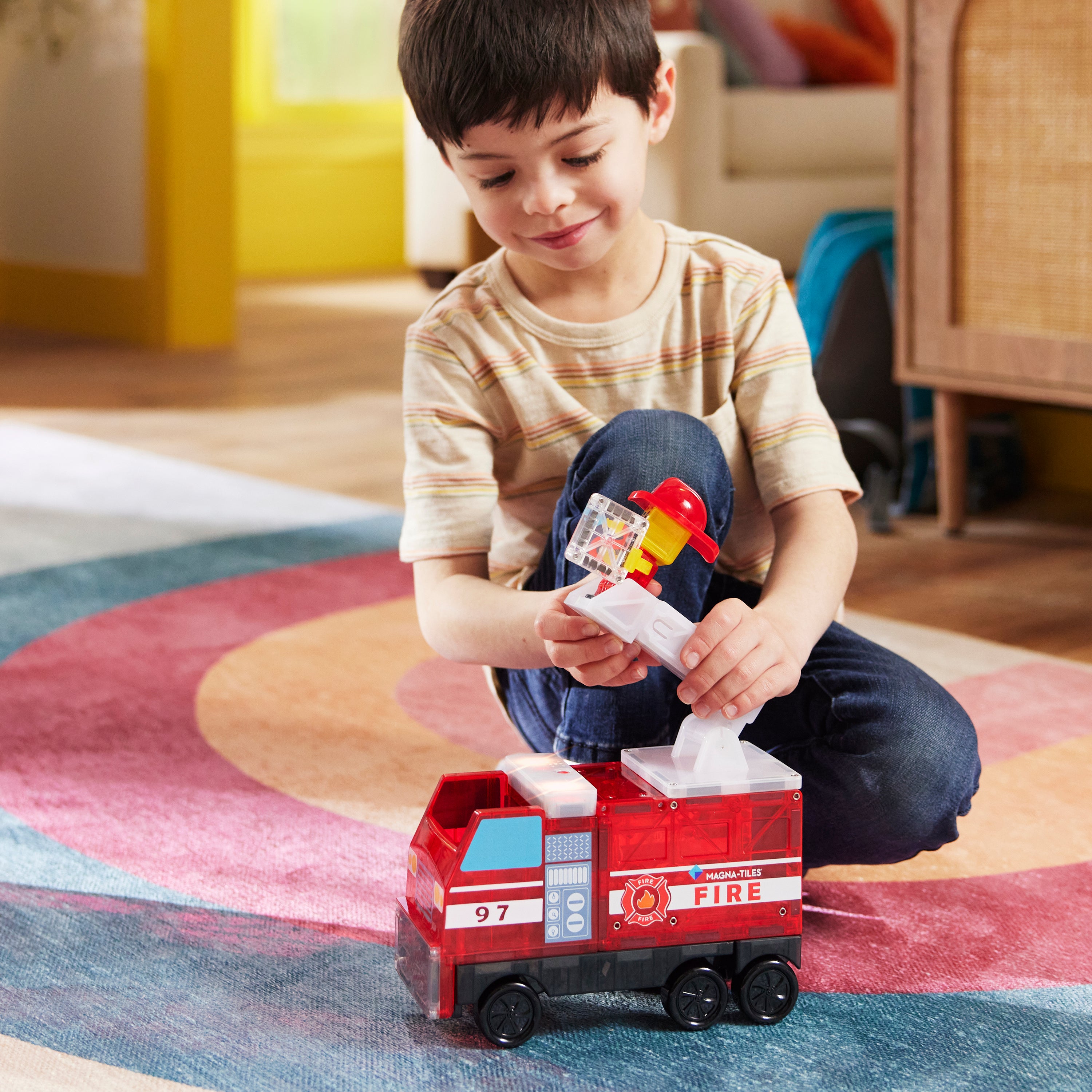 MAGNA-TILES® Fire Station met microMAGS (50 stuks)