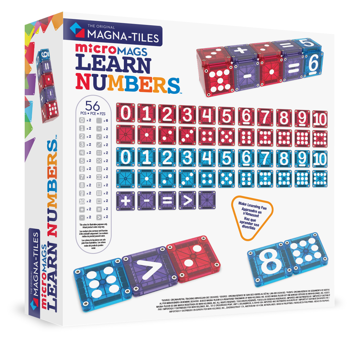 Magna-Tiles - Maison Colette - microMAGS Leernummers 56 stuks