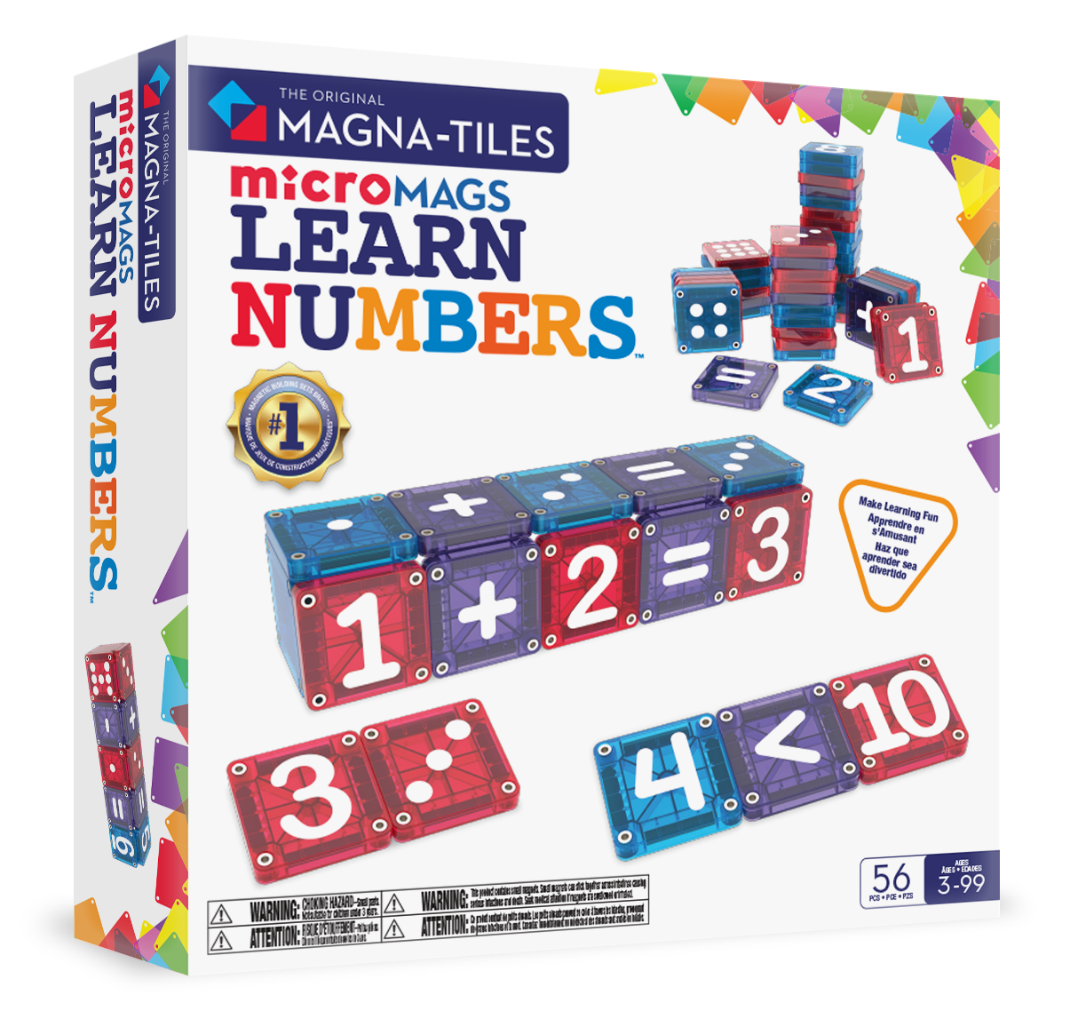 Magna-Tiles - Maison Colette - microMAGS Leernummers 56 stuks