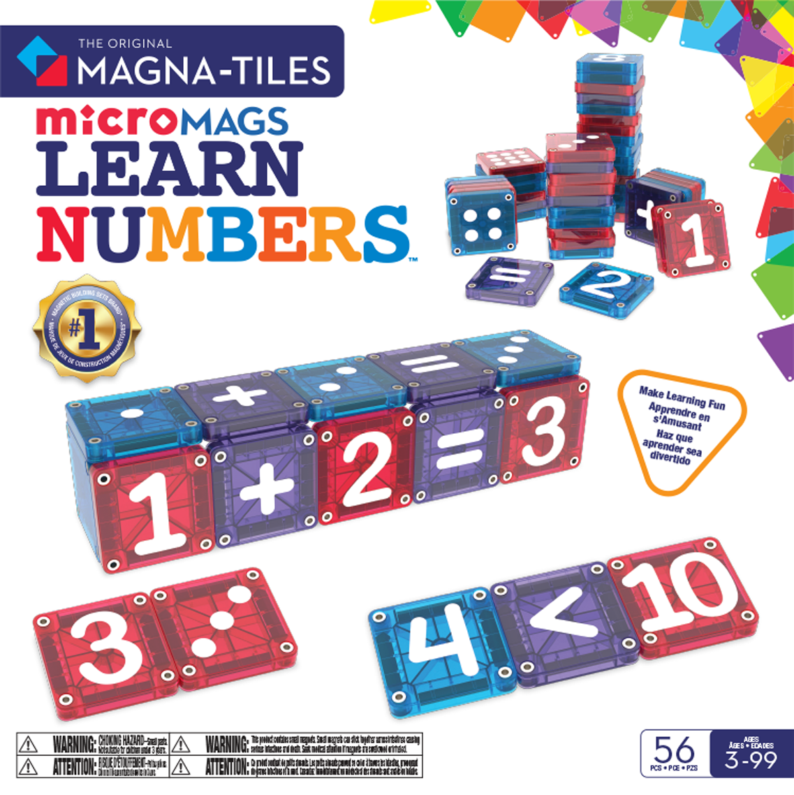 Magna-Tiles - Maison Colette - microMAGS Leernummers 56 stuks